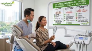 Perbandingan implan gigi, gigi tiruan cekat, dan gigi tiruan lepasan dari sisi daya tahan, perawatan, dampak ke gigi lain, dan total biaya jangka panjang.